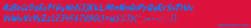 Gudnite italic Font – Blue Fonts on Red Background