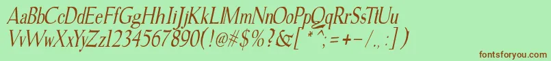 gudvayne italic-fontti – ruskeat fontit vihreällä taustalla