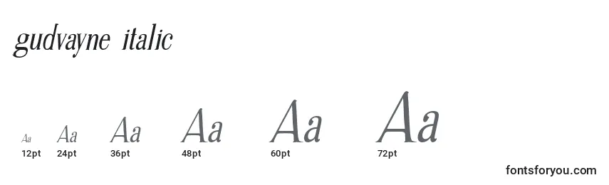 Größen der Schriftart Gudvayne italic