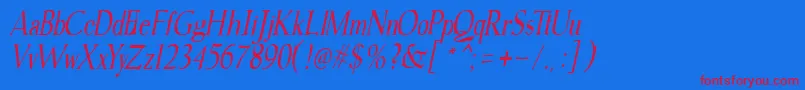 gudvayne italic Font – Red Fonts on Blue Background