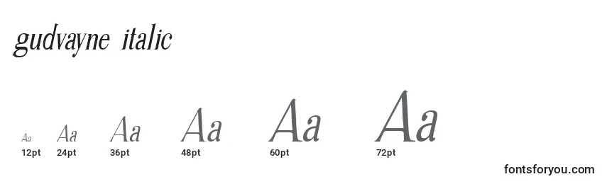 Размеры шрифта Gudvayne italic (128706)