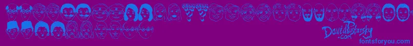 フォントGuess Who – 紫色の背景に青い文字