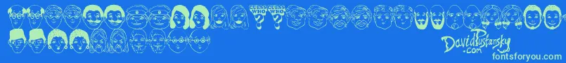 フォントGuess Who – 青い背景に緑のフォント