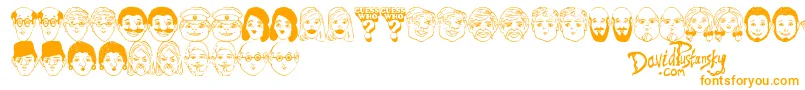 Guess Who-fontti – oranssit fontit valkoisella taustalla