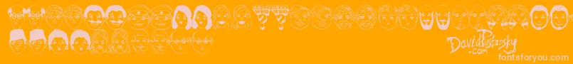 Guess Who-Schriftart – Rosa Schriften auf orangefarbenem Hintergrund