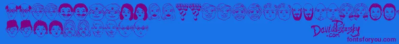 Fonte Guess Who – fontes roxas em um fundo azul