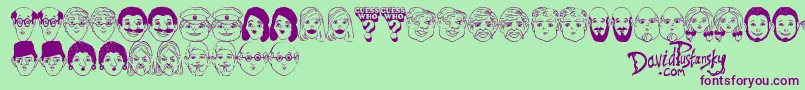 Guess Who Font – Purple Fonts on Green Background