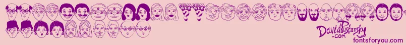 Fonte Guess Who – fontes roxas em um fundo rosa