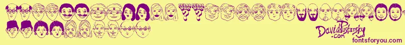 Fonte Guess Who – fontes roxas em um fundo amarelo