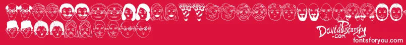 Guess Who-fontti – valkoiset fontit punaisella taustalla