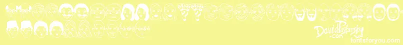 Guess Who Font – White Fonts on Yellow Background