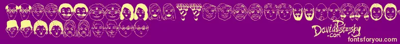 Guess Who-fontti – keltaiset fontit violetilla taustalla