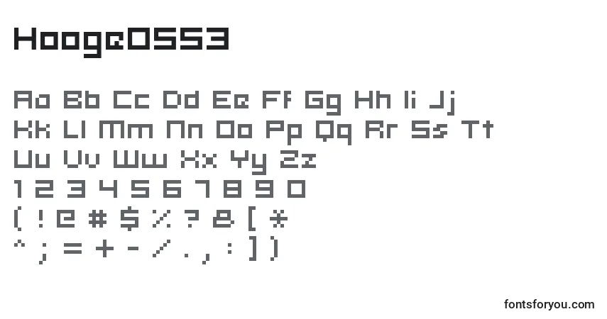 A fonte Hooge0553 – alfabeto, números, caracteres especiais