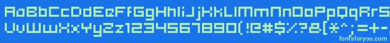 Hooge0553 Font – Green Fonts on Blue Background