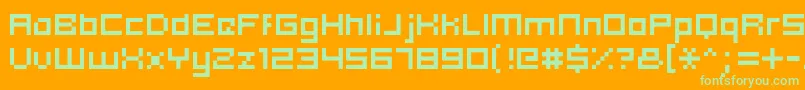 Hooge0553-Schriftart – Grüne Schriften auf orangefarbenem Hintergrund