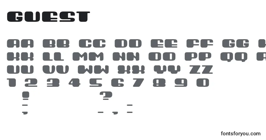 Шрифт Guest – алфавит, цифры, специальные символы