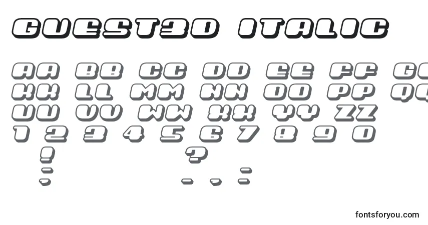 Fuente Guest3D Italic - alfabeto, números, caracteres especiales