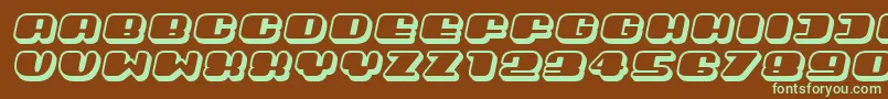 フォントGuest3D Italic – 緑色の文字が茶色の背景にあります。