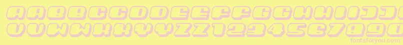 Fonte Guest3D Italic – fontes rosa em um fundo amarelo