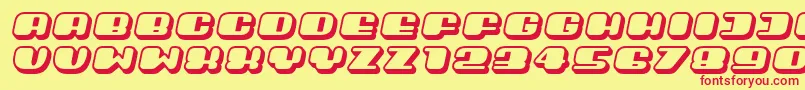 Czcionka Guest3D Italic – czerwone czcionki na żółtym tle