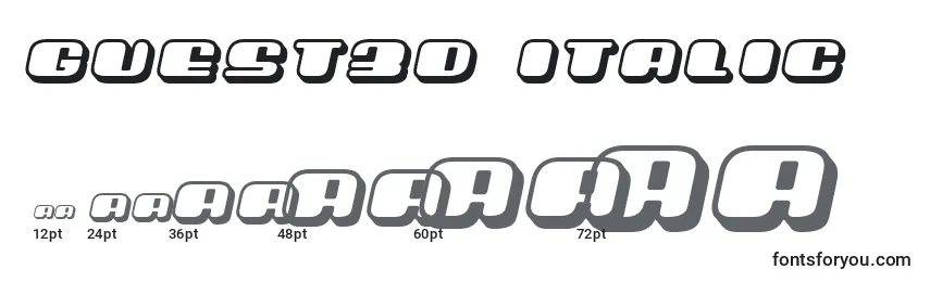 Размеры шрифта Guest3D Italic