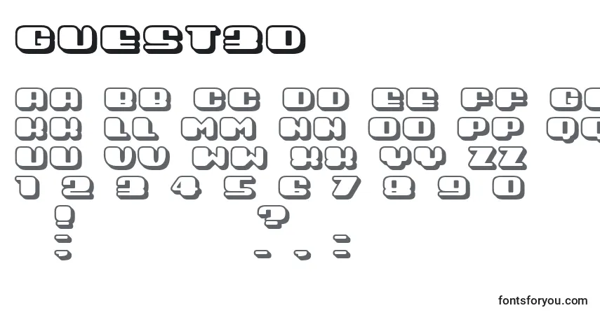 Guest3D-fontti – aakkoset, numerot, erikoismerkit