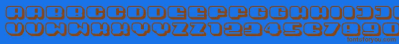Guest3D-Schriftart – Braune Schriften auf blauem Hintergrund