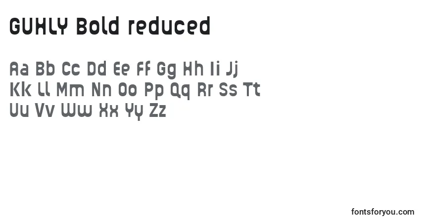 Fuente GUHLY Bold reduced (128715) - alfabeto, números, caracteres especiales