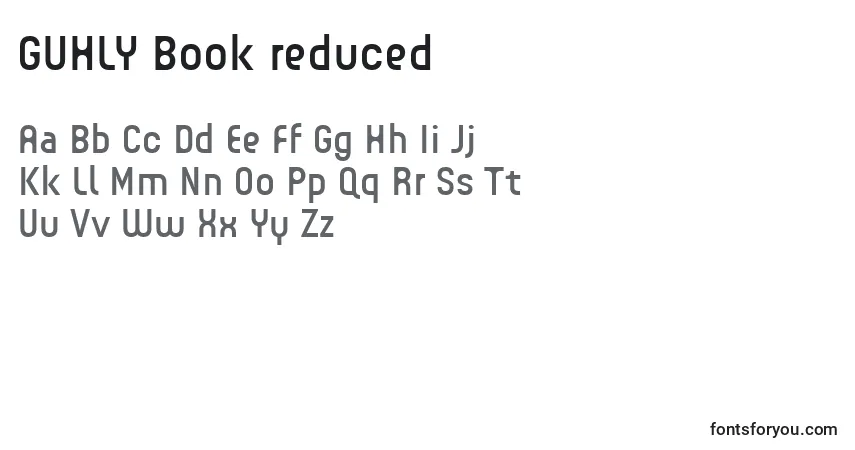 Шрифт GUHLY Book reduced (128717) – алфавит, цифры, специальные символы