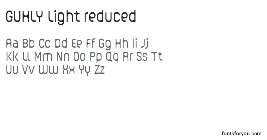 Fuente GUHLY Light reduced - alfabeto, números, caracteres especiales