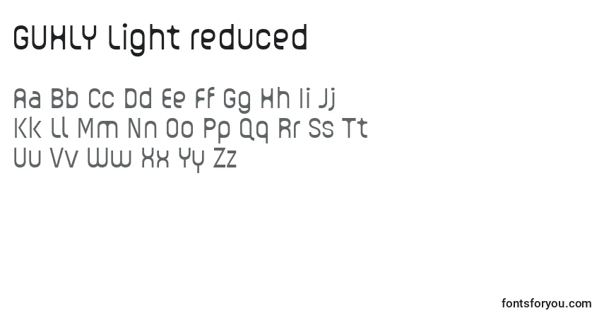 Шрифт GUHLY Light reduced (128719) – алфавит, цифры, специальные символы