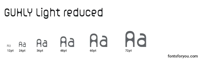 Размеры шрифта GUHLY Light reduced (128719)