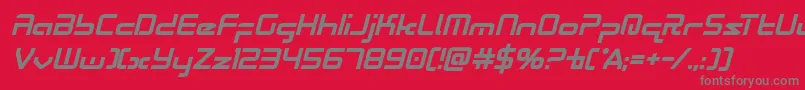 Radiospaceboldital-Schriftart – Graue Schriften auf rotem Hintergrund