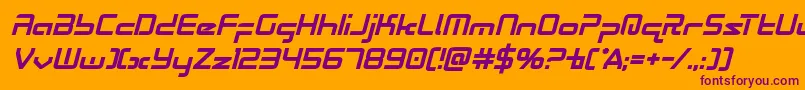 Radiospaceboldital-fontti – violetit fontit oranssilla taustalla