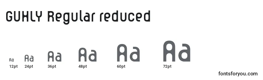 Размеры шрифта GUHLY Regular reduced (128721)