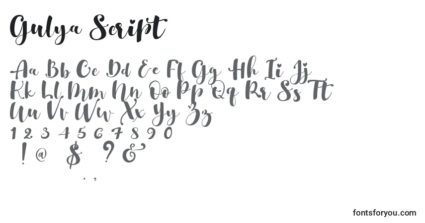 Шрифт Gulya Script   – алфавит, цифры, специальные символы