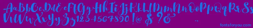 Czcionka Gulya Script   – niebieskie czcionki na fioletowym tle
