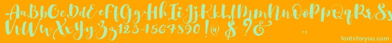Gulya Script  フォントについての詳細 フォントGulya Script   – オレンジの背景に緑のフォント