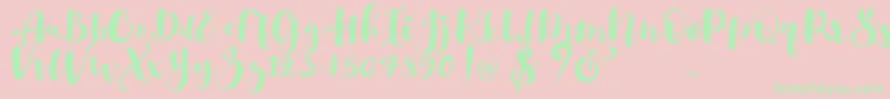 Fonte Gulya Script   – fontes verdes em um fundo rosa