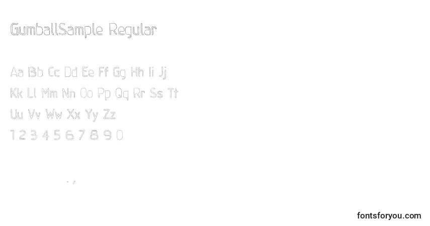 Шрифт GumballSample Regular – алфавит, цифры, специальные символы