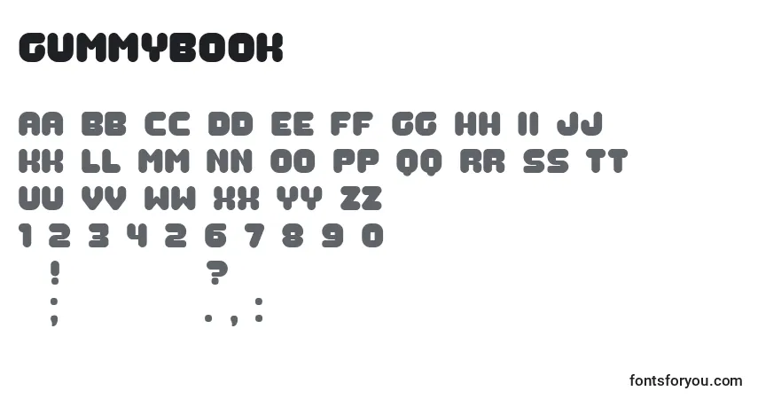 Schriftart GummyBook – Alphabet, Zahlen, spezielle Symbole