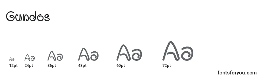 Размеры шрифта Gundos
