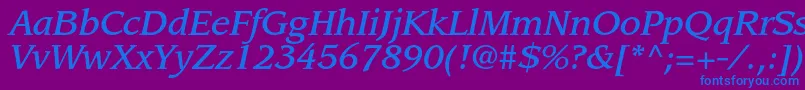 LeawoodstdMediumitalic Font – Blue Fonts on Purple Background