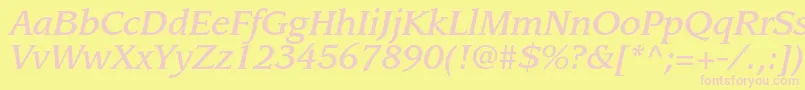 LeawoodstdMediumitalic Font – Pink Fonts on Yellow Background