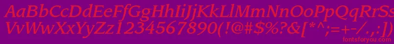 LeawoodstdMediumitalic Font – Red Fonts on Purple Background