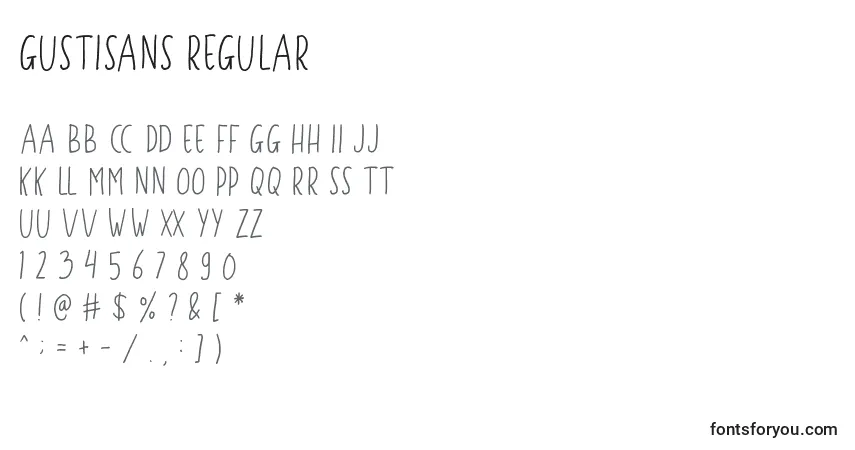 Шрифт Gustisans Regular – алфавит, цифры, специальные символы
