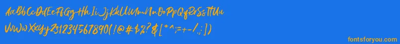 Gustolle DEMO-Schriftart – Orangefarbene Schriften auf blauem Hintergrund