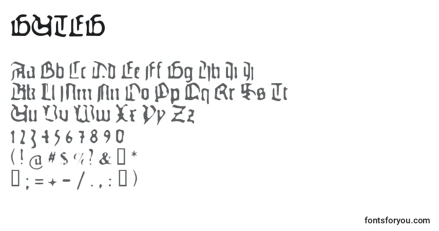 Czcionka GUTEG    (128746) – alfabet, cyfry, specjalne znaki