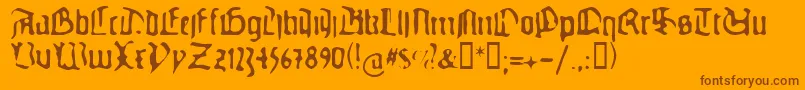 Weitere Informationen zur GUTEG -Schriftart GUTEG -Schriftart – Braune Schriften auf orangefarbenem Hintergrund