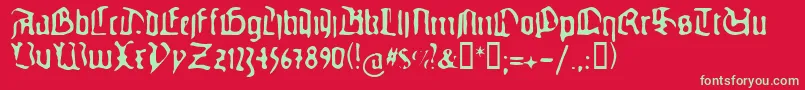 フォントGUTEG    – 赤い背景に緑の文字